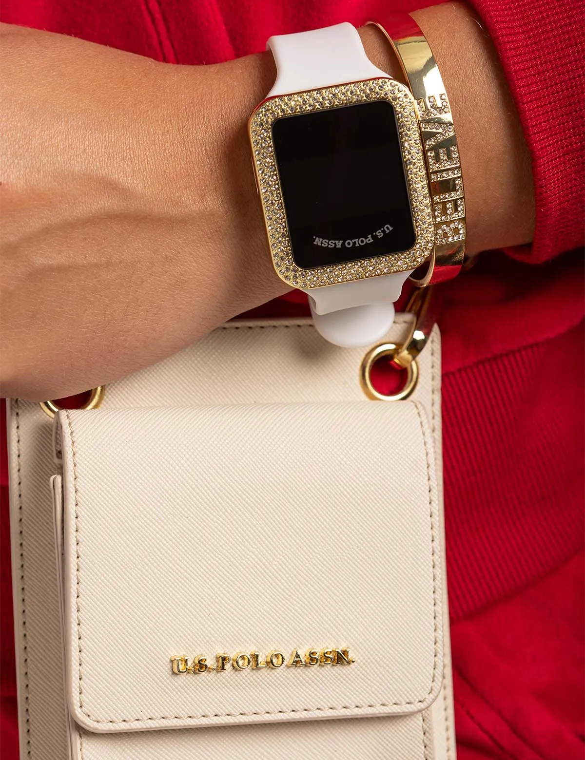 LADIES LED SQUARE EMBELLISHED WATCH & BRACELETS SET sold by U.S. Polo Assn. product image thumbnail 4