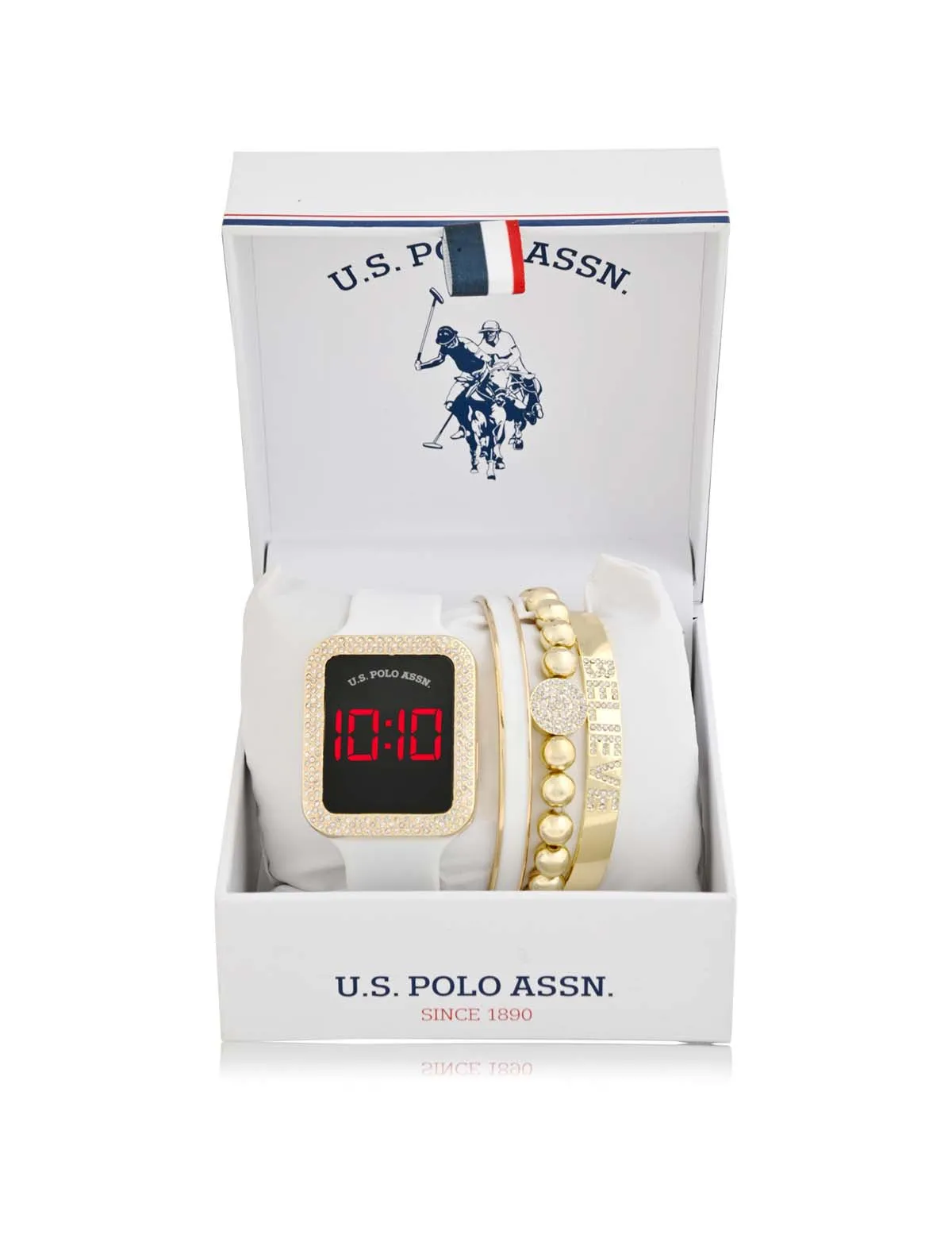 LADIES LED SQUARE EMBELLISHED WATCH & BRACELETS SET sold by U.S. Polo Assn. product image thumbnail 2