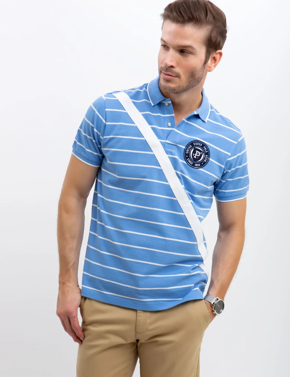 DIAGONAL STRIPED POLO SHIRT sold by U.S. Polo Assn.