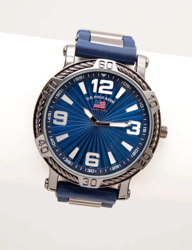 MEN'S BLUE RUBBER STRAP LINK WATCH sold by U.S. Polo Assn.