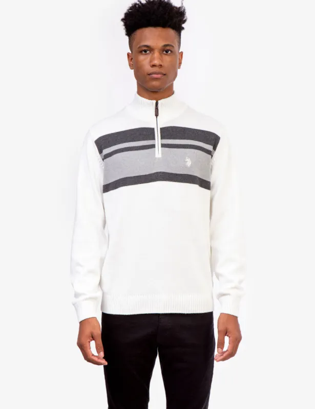 CHEST STRIPE 1/4 ZIP SWEATER sold by U.S. Polo Assn.
