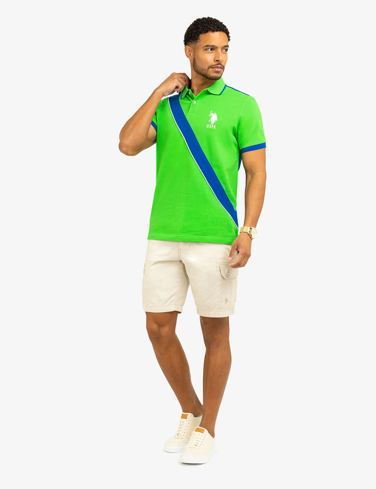 COLOR BLOCK SASH FRONT PIQUE POLO SHIRT sold by U.S. Polo Assn. product image thumbnail 3