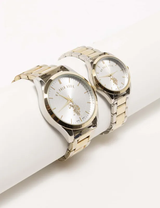 HIS AND HERS TWO TONE WATCH SET sold by U.S. Polo Assn.