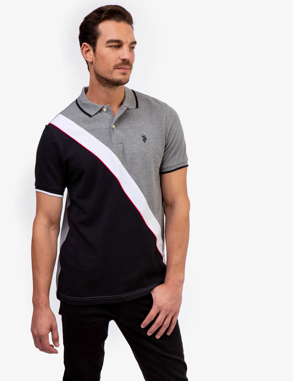 DIAGONAL COLORBLOCK PIQUE POLO SHIRT sold by U.S. Polo Assn.