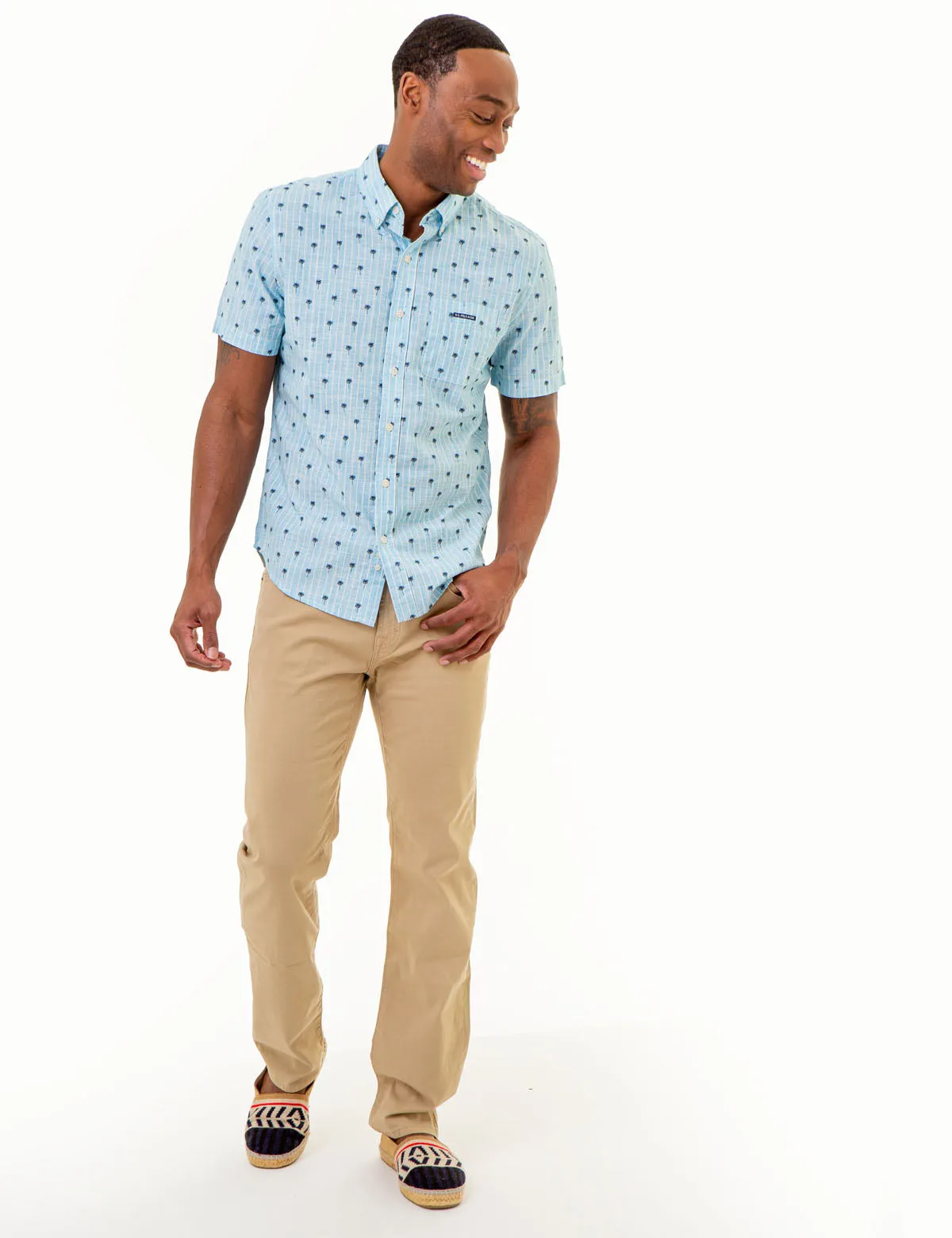 DITSY PALM TREE PRINT WOVEN SHIRT WITH POCKET sold by U.S. Polo Assn. product image thumbnail 2