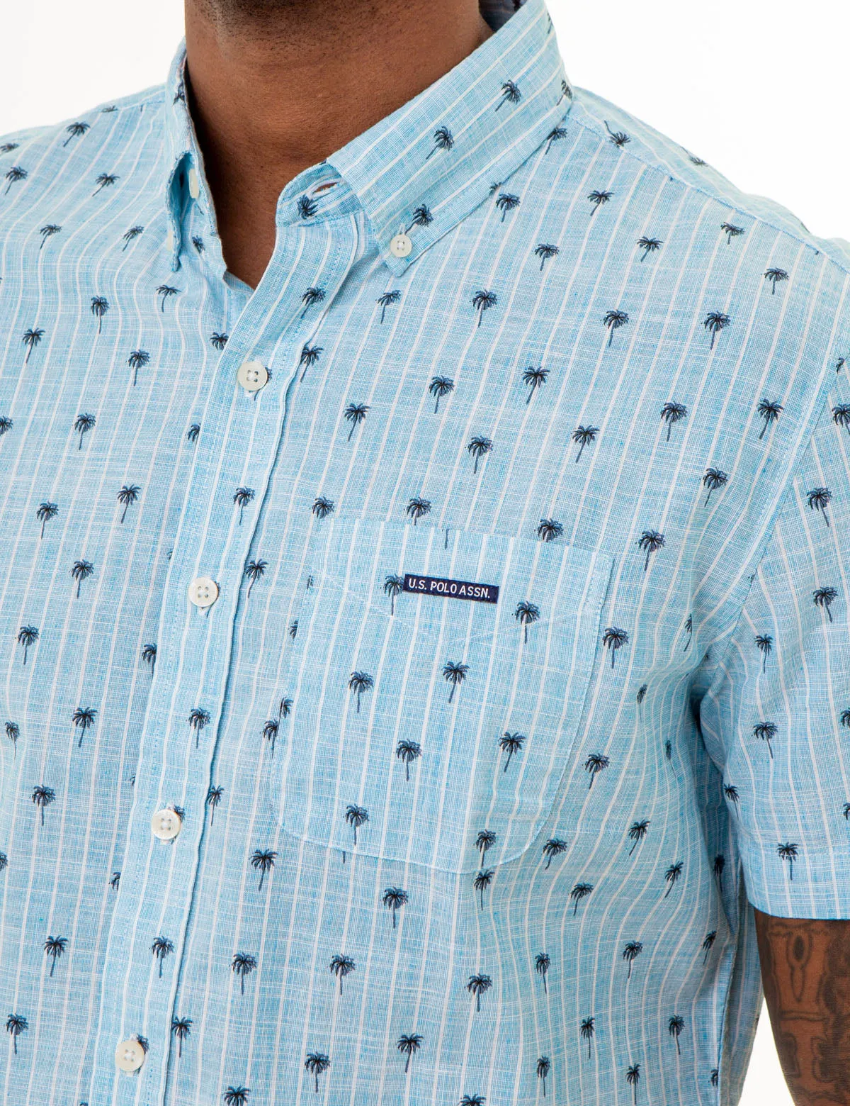 DITSY PALM TREE PRINT WOVEN SHIRT WITH POCKET sold by U.S. Polo Assn. product image thumbnail 3