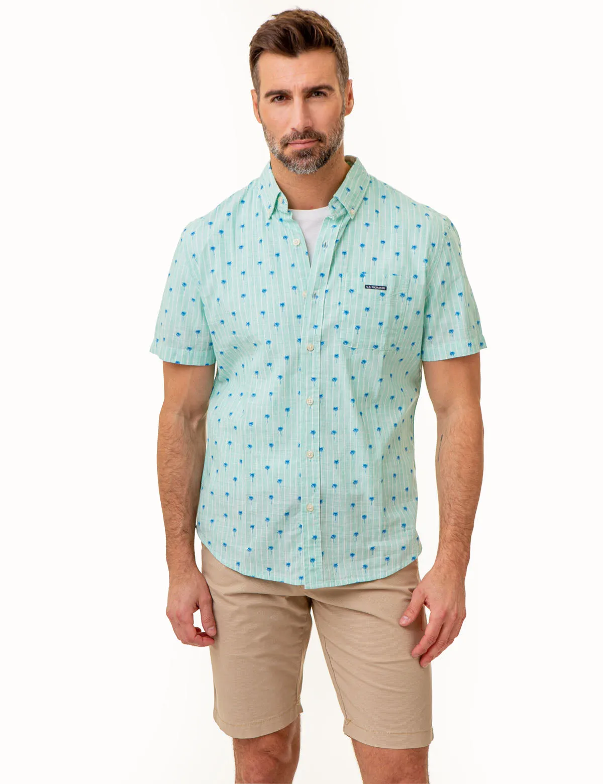 DITSY PALM TREE PRINT WOVEN SHIRT WITH POCKET sold by U.S. Polo Assn. product image thumbnail 5
