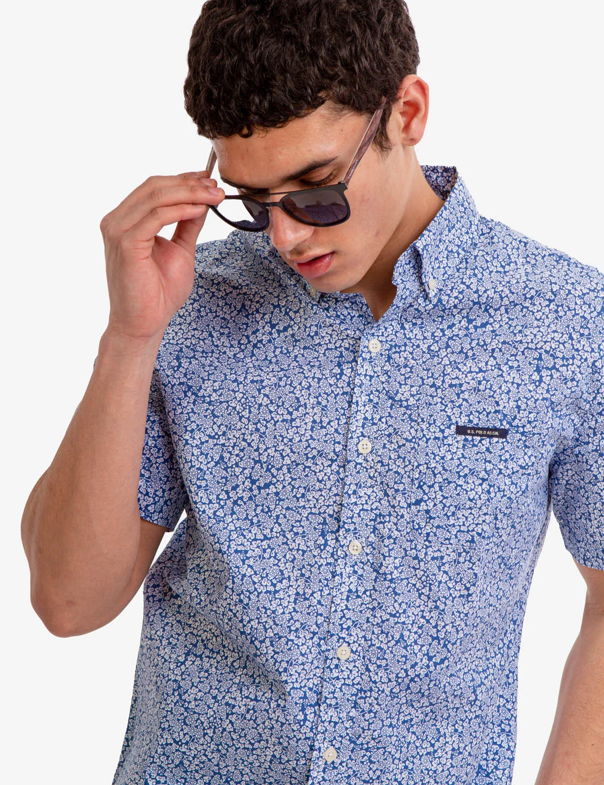 PRINTED SLUB POPLIN SHORT SLEEVE SHIRT sold by U.S. Polo Assn.