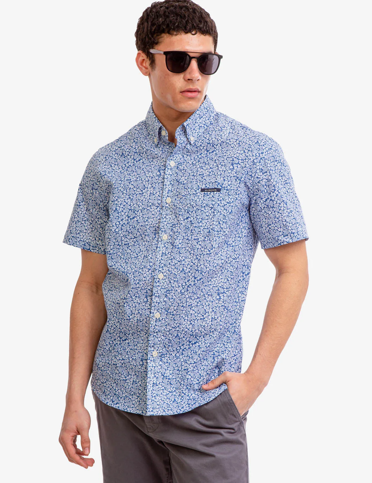 PRINTED SLUB POPLIN SHORT SLEEVE SHIRT sold by U.S. Polo Assn. product image thumbnail 2