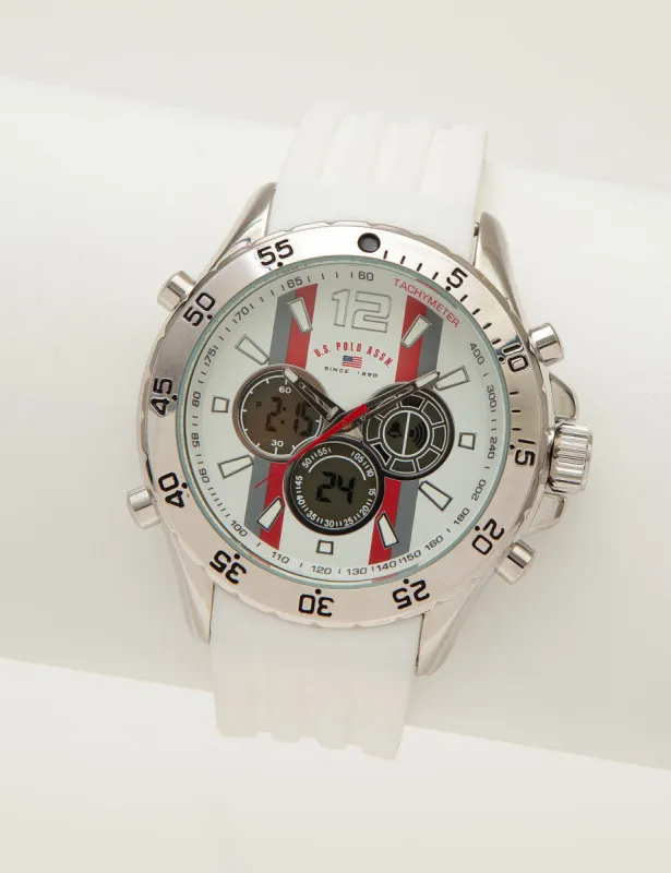 MEN'S WHITE ANA DIGI SPORT WATCH sold by U.S. Polo Assn.