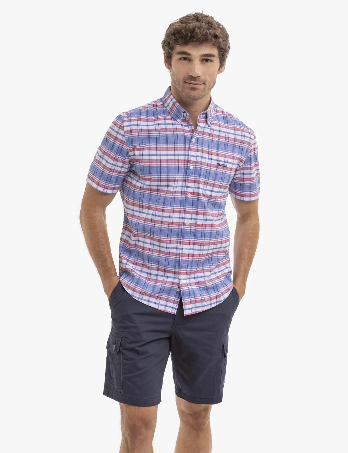 STRIPE SLUB POPLIN SHORT SLEEVE WOVEN SHIRT sold by U.S. Polo Assn.