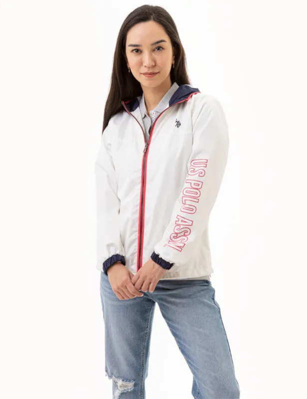 HOODED ZIP FRONT CHEVRON WINDBREAKER made by U.S. Polo Assn.