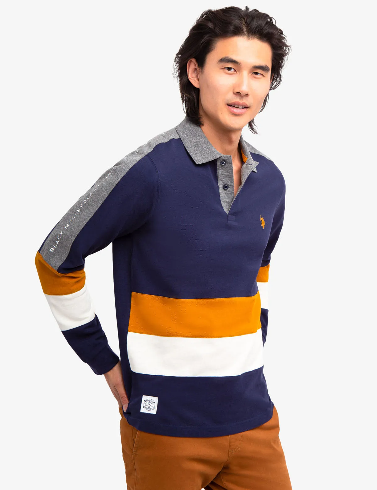 BLACK MALLET COLORBLOCK LONG SLEEVE POLO SHIRT sold by U.S. Polo Assn.