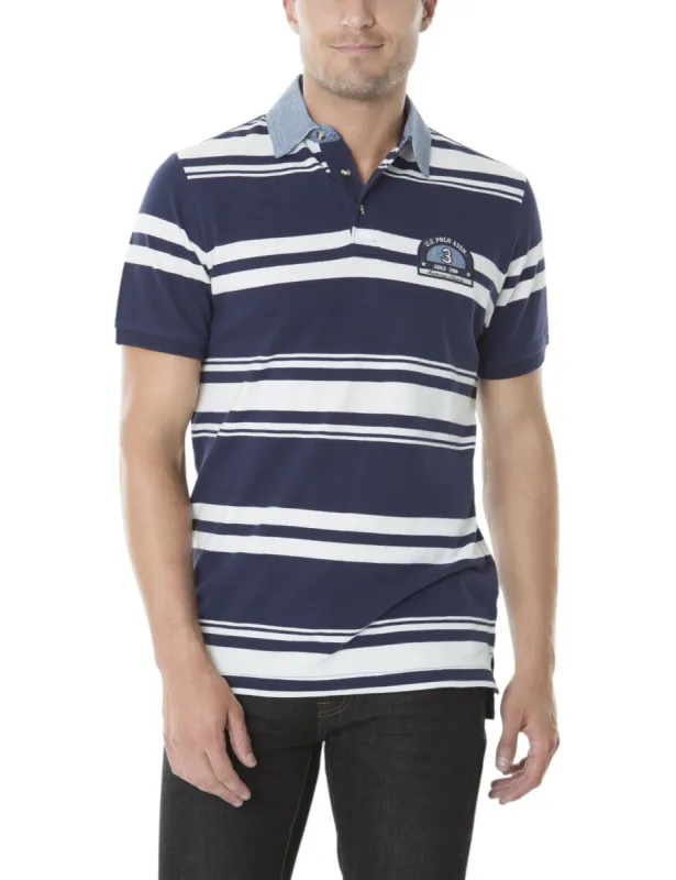 YARN DYED PIQUE PATCH STRIPE POLO SHIRT sold by U.S. Polo Assn.
