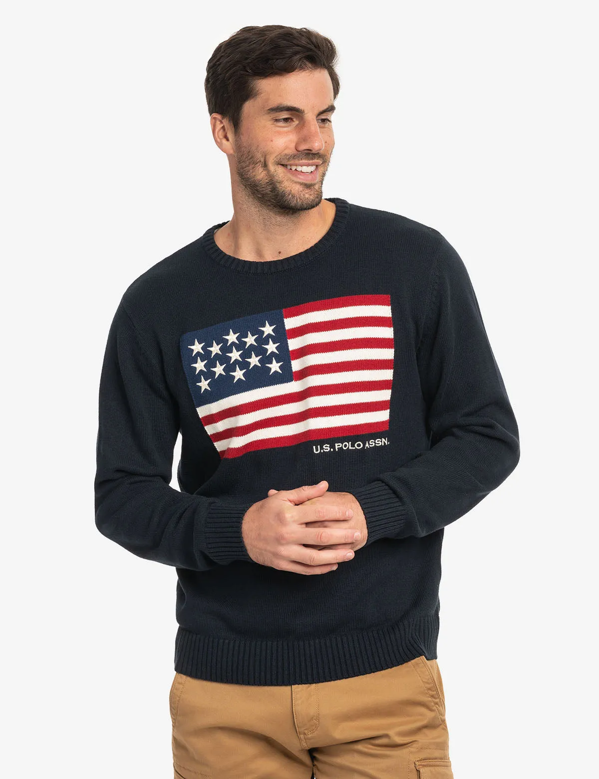 Flag Us Polo Mens Sweatshirt POLO FLAG CREW NECK SWEATER Parallel