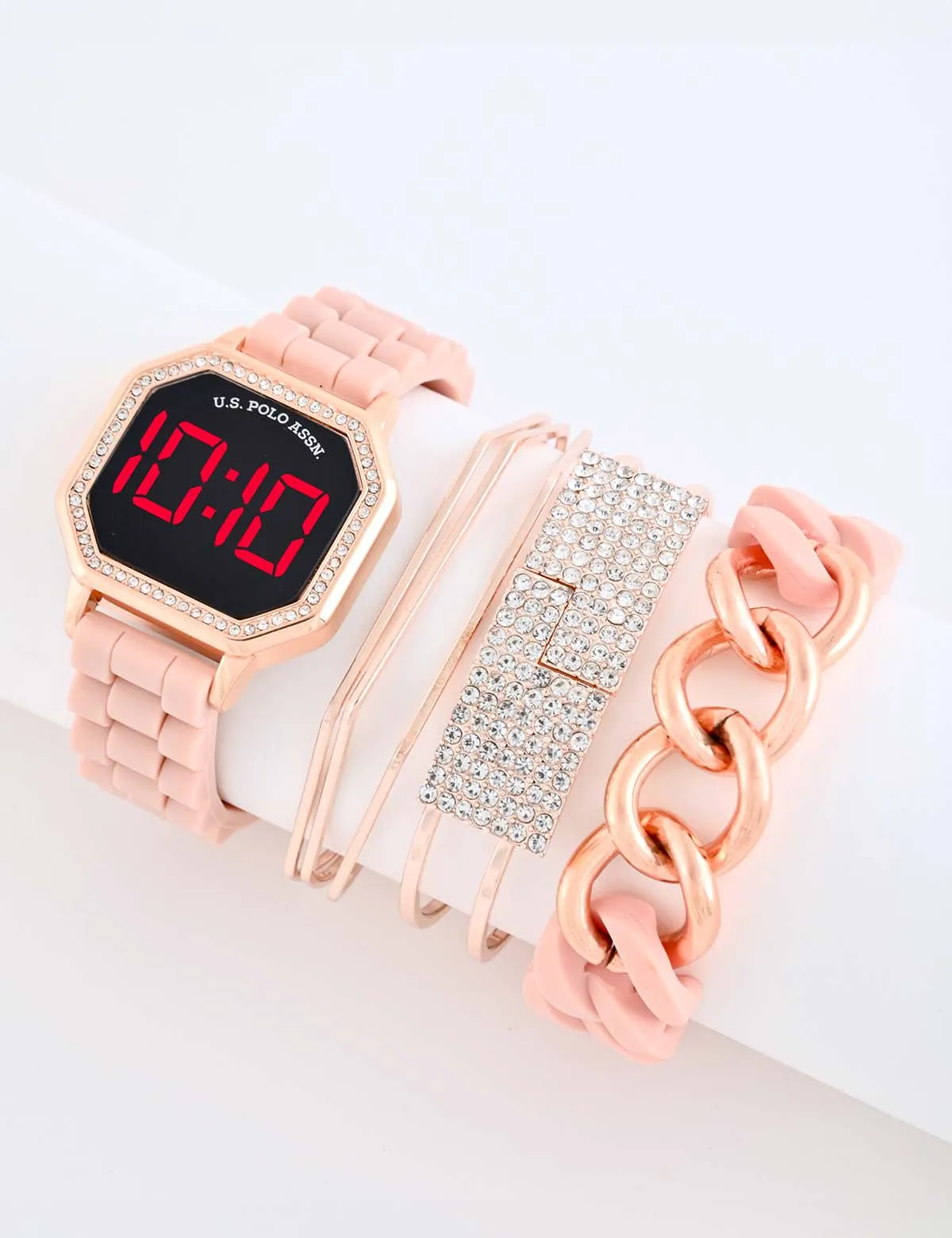 LADIES LED WATCH AND STACKABLE BRACELETS SET sold by U.S. Polo Assn.