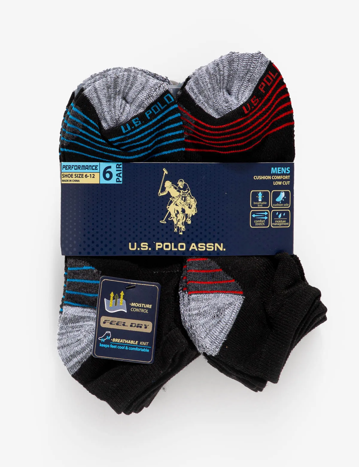 MENS 6PK LOW CUT PERFORMANCE SOCKS sold by U.S. Polo Assn. product image thumbnail 2
