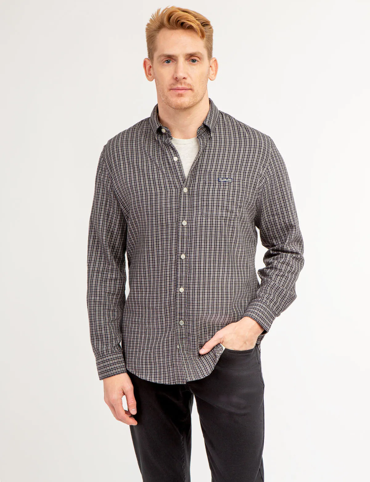 PLAID HEATHERED TWILL LONG SLEEVE SHIRT sold by U.S. Polo Assn.