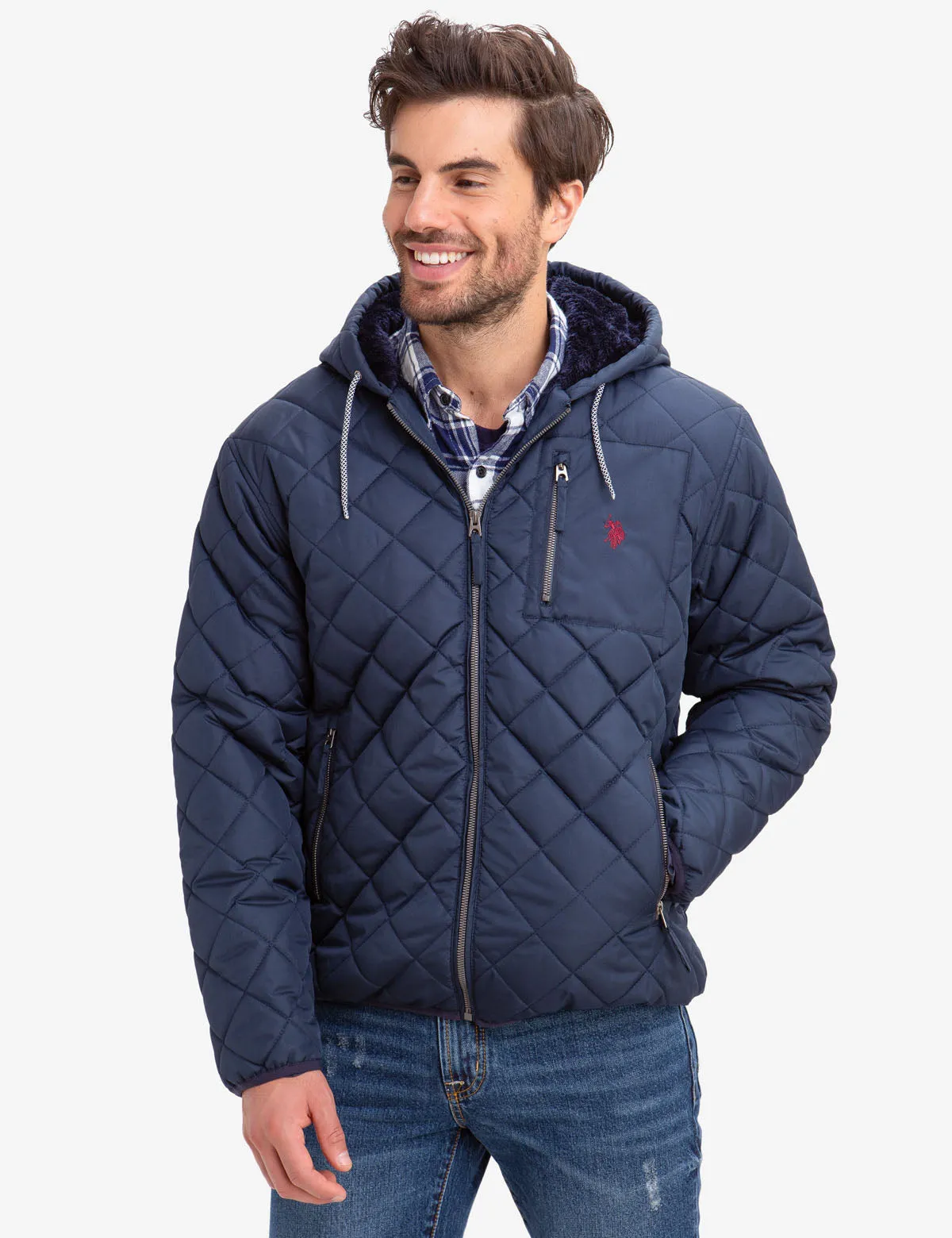DIAMOND QUILTED FLEECE LINED HOODED COAT sold by U.S. Polo Assn. product image thumbnail 2