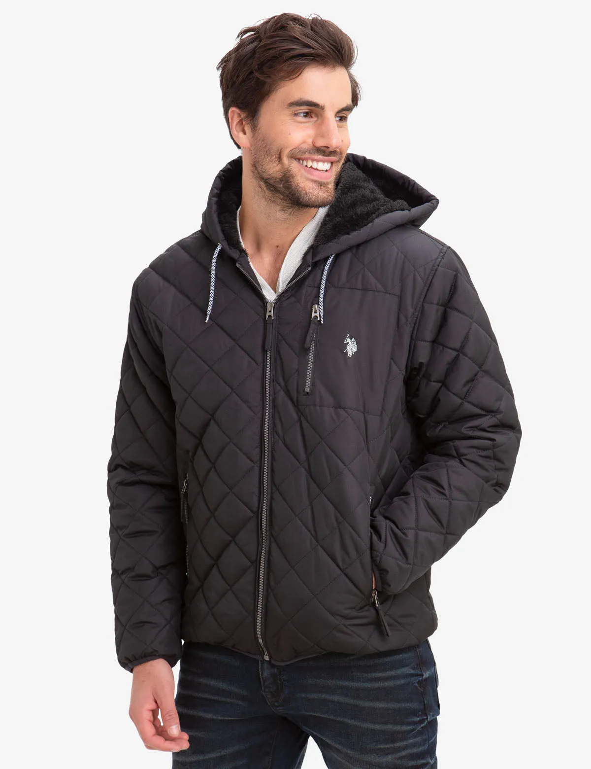 DIAMOND QUILTED FLEECE LINED HOODED COAT sold by U.S. Polo Assn.