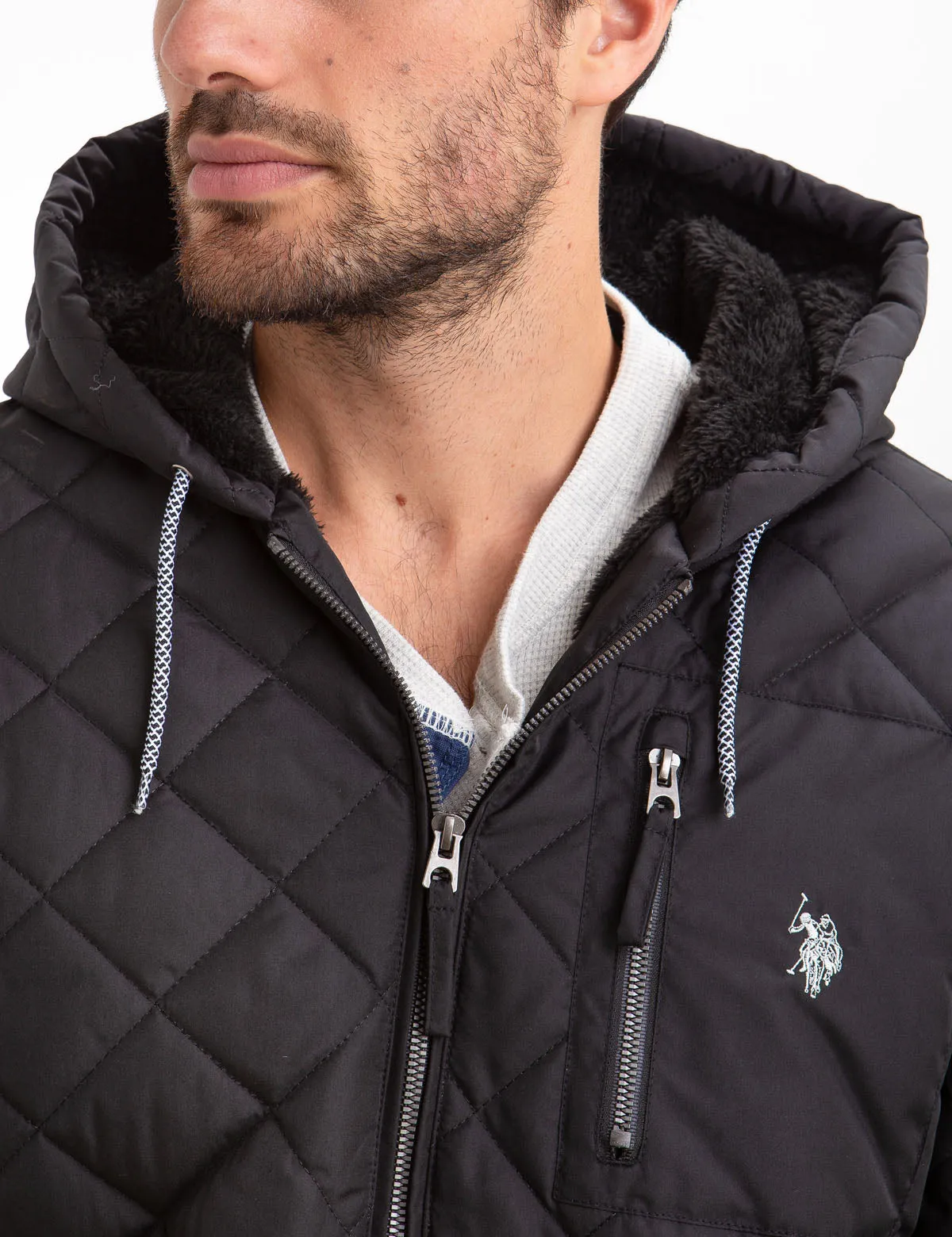 DIAMOND QUILTED FLEECE LINED HOODED COAT sold by U.S. Polo Assn. product image thumbnail 3