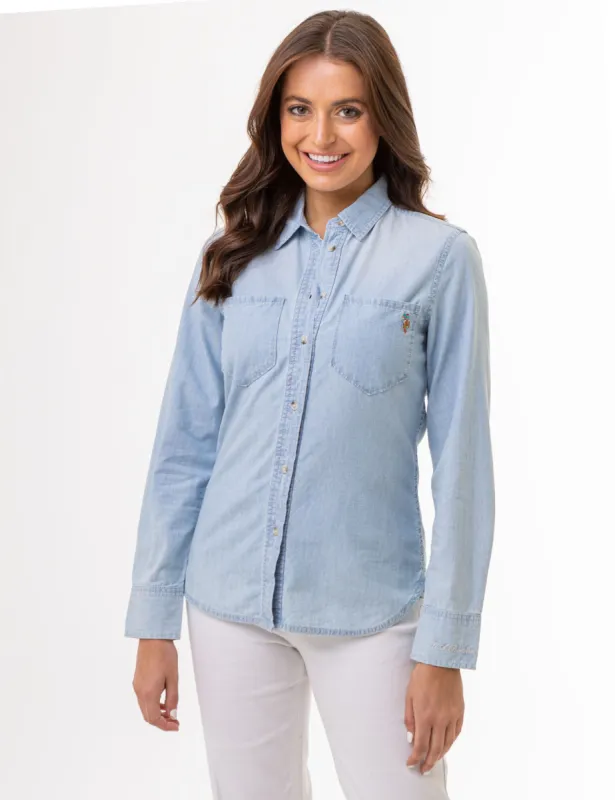 LONG SLEEVE CHAMBRAY SHIRT WITH POCKETS made by U.S. Polo Assn.