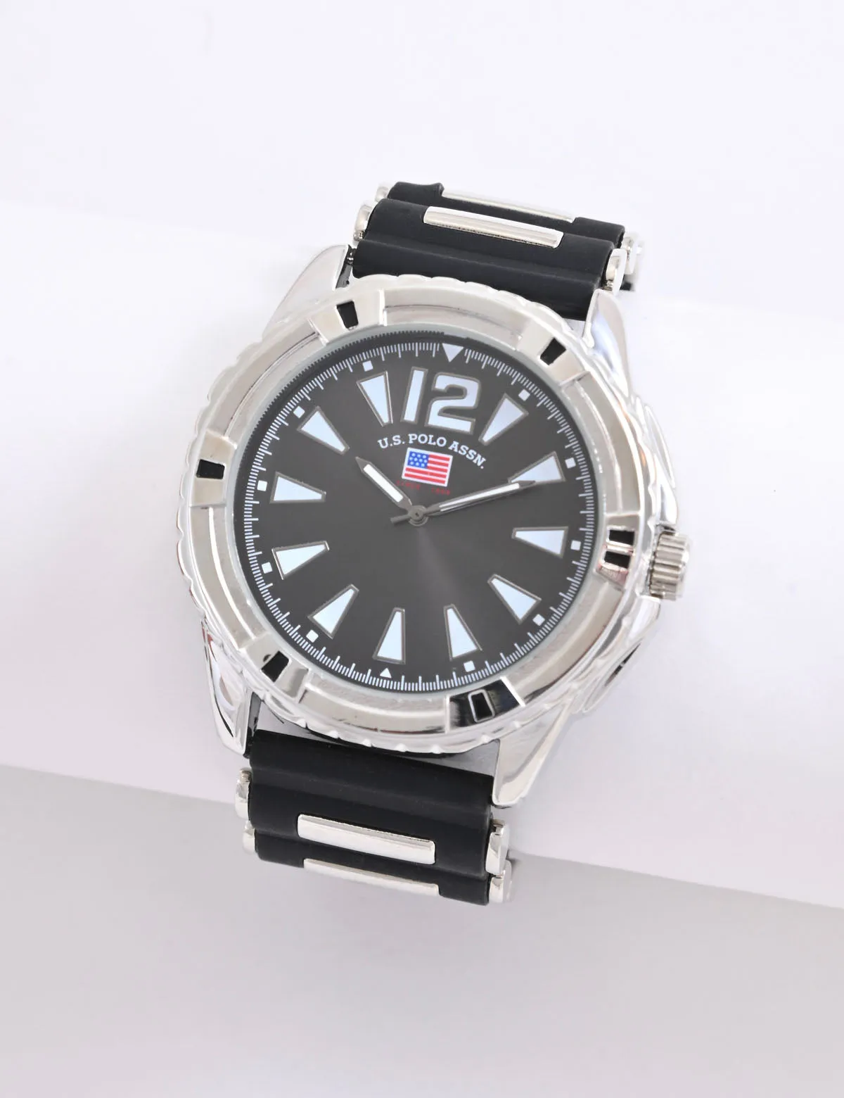 MEN'S SILVER AND BLACK ANALOG WATCH sold by U.S. Polo Assn.