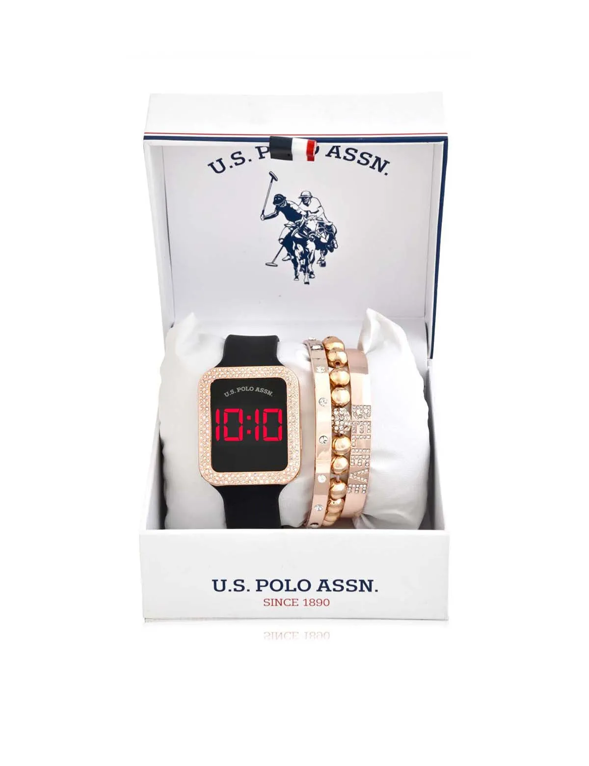 LADIES LED SQUARE EMBELLISHED WATCH & BRACELETS SET sold by U.S. Polo Assn. product image thumbnail 2