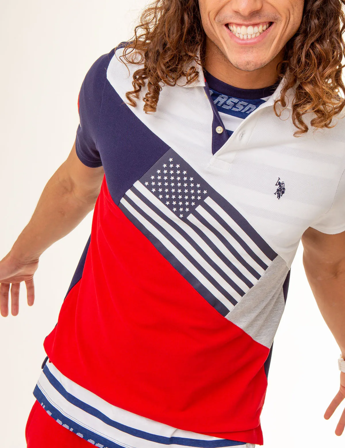 COLORBLOCK FLAG GRAPHIC PIQUE POLO SHIRT sold by U.S. Polo Assn. product image thumbnail 2