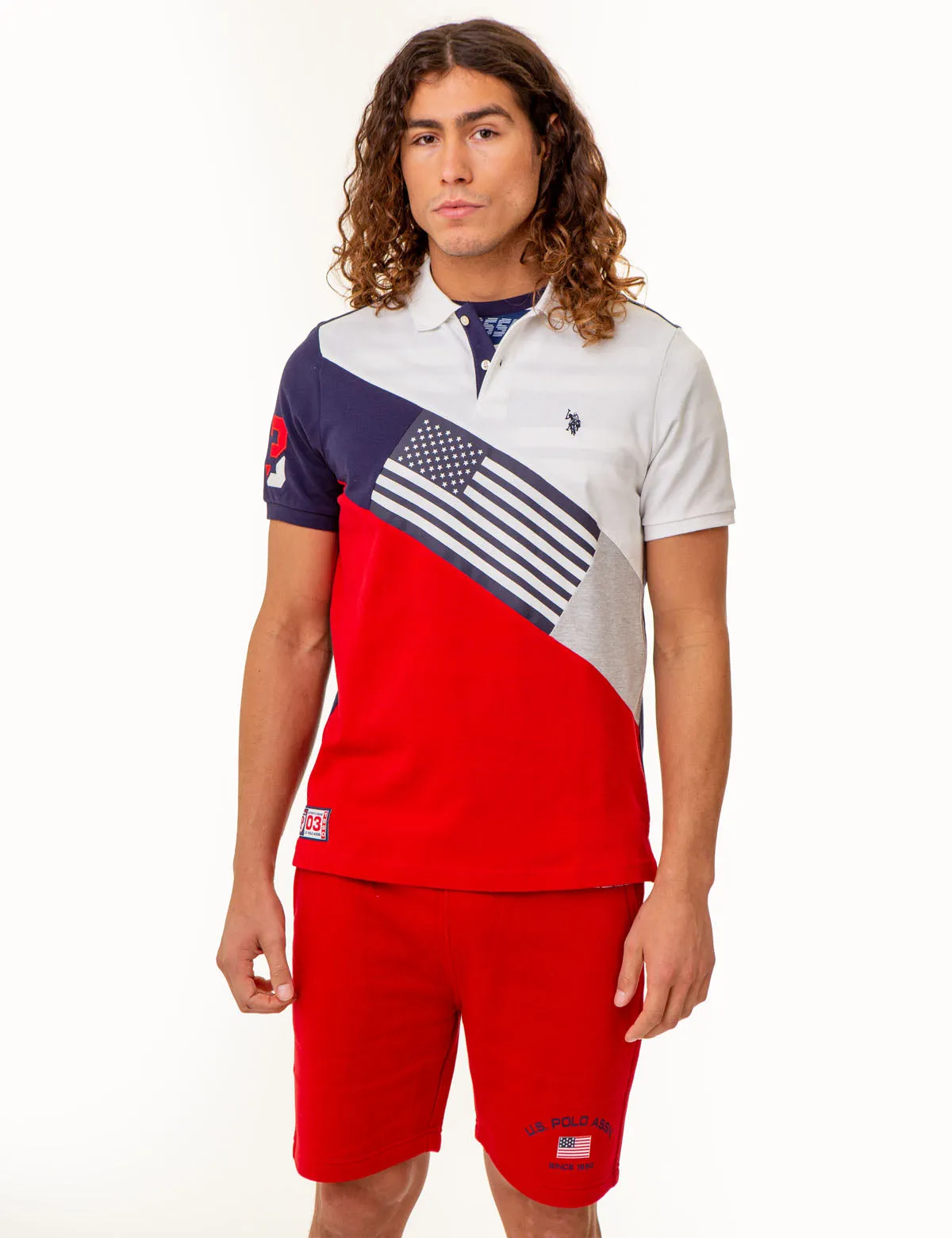 COLORBLOCK FLAG GRAPHIC PIQUE POLO SHIRT sold by U.S. Polo Assn.