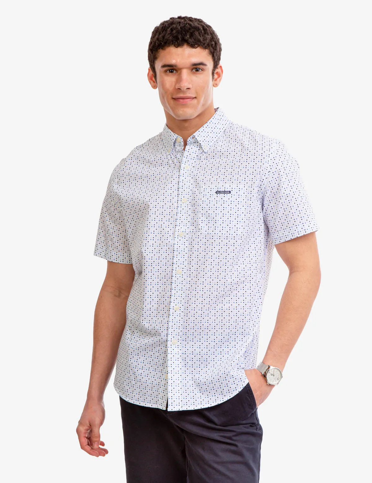 MULTI DOT SLUB POPLIN SHIRT sold by U.S. Polo Assn.