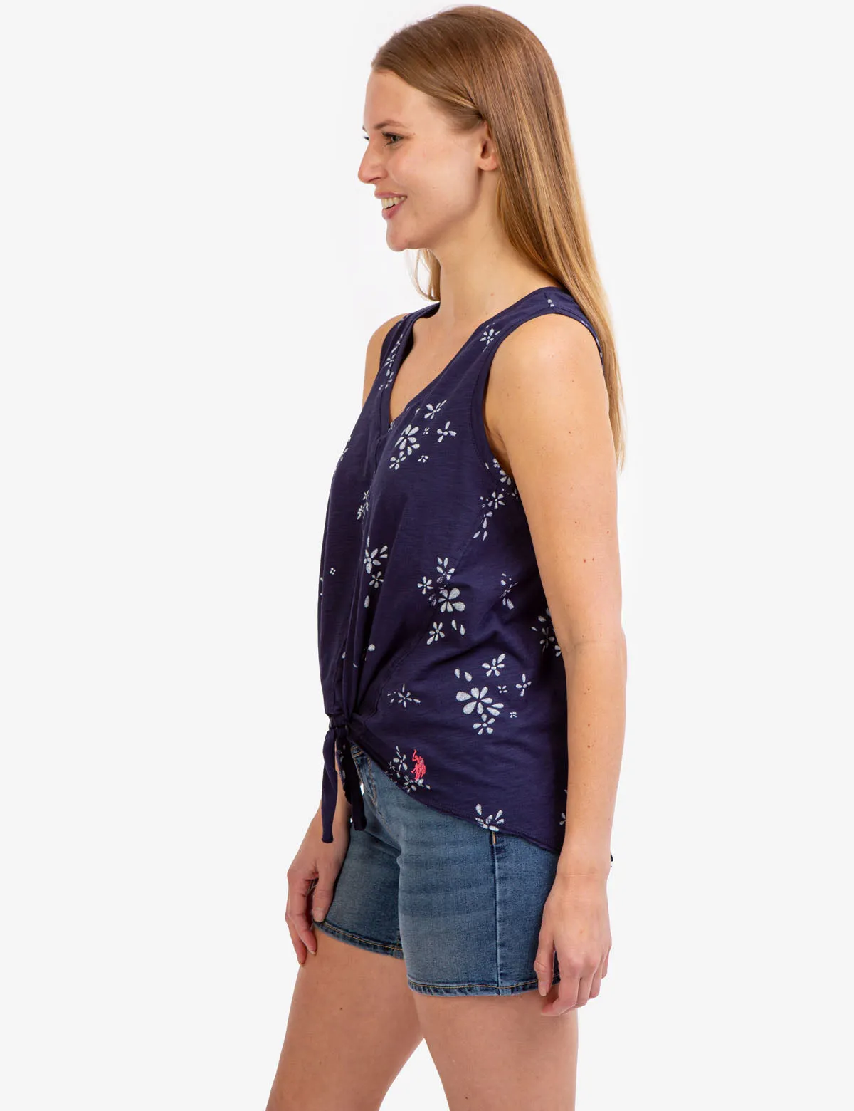 FLORAL V-NECK FRONT TIE TANK TOP sold by U.S. Polo Assn. product image thumbnail 3
