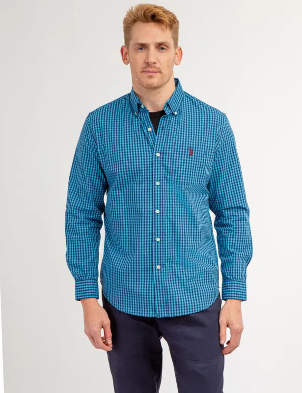 YARN DYE PEACHED POPLIN GINGHAM SHIRT sold by U.S. Polo Assn.