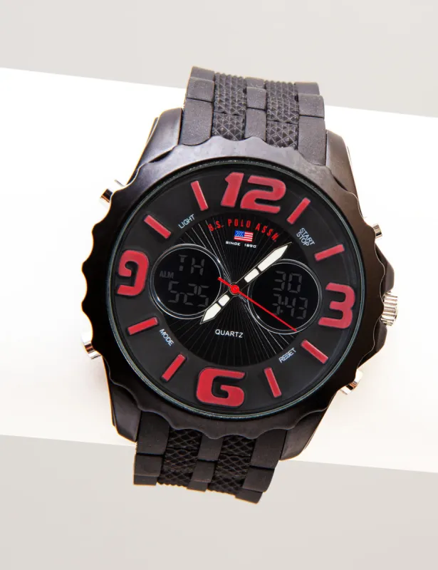 MEN'S BLACK STRAP ANA DIGI WATCH sold by U.S. Polo Assn.