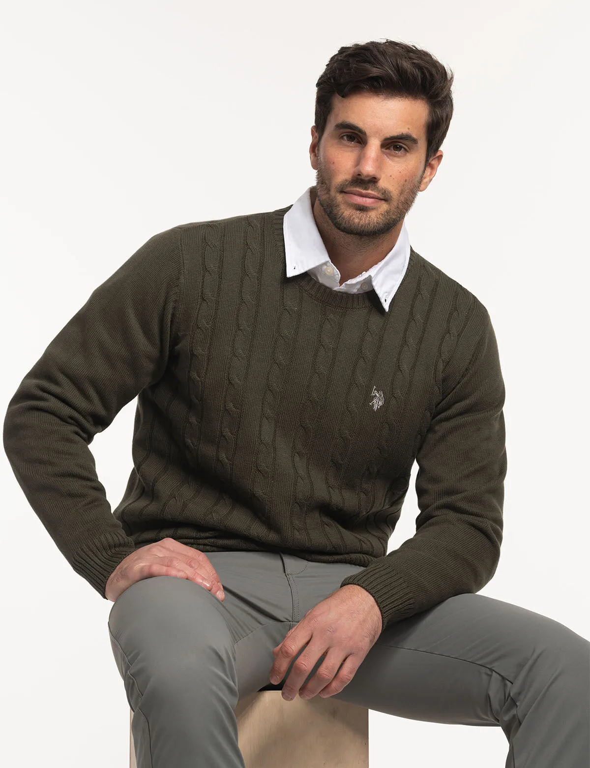 CABLE CREW NECK SWEATER sold by U.S. Polo Assn.