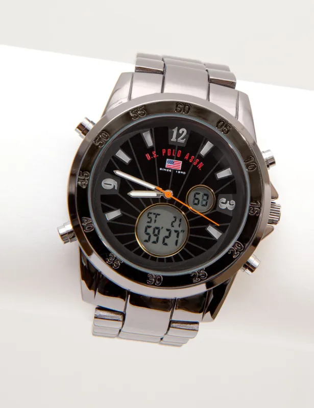 MEN'S SILVERTONE BRACELET SPORT ANA DIGI WATCH sold by U.S. Polo Assn.