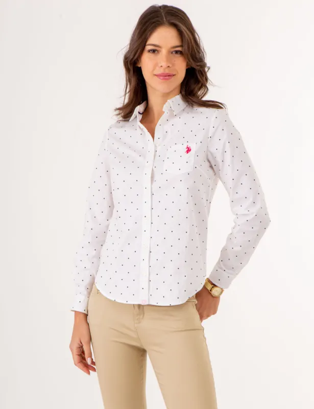 DOT PRINT LONG SLEEVE POPLIN SHIRT made by U.S. Polo Assn.