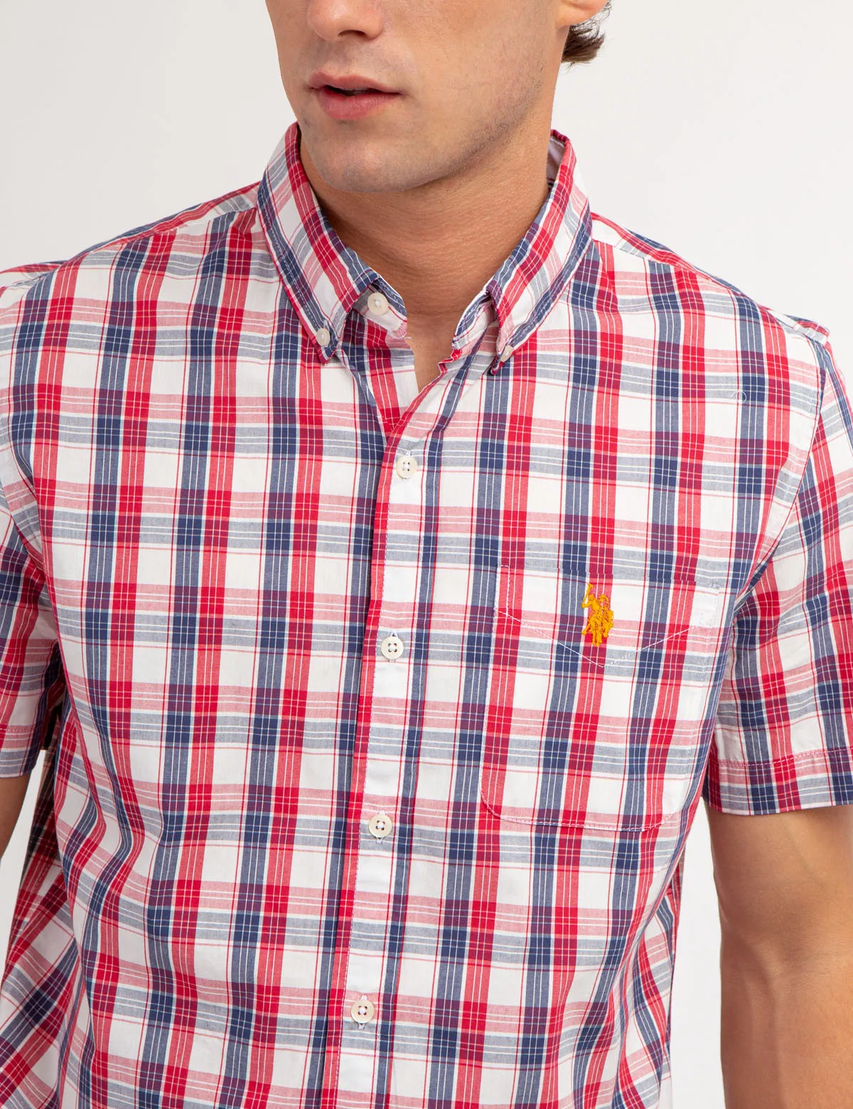 YARN DYE PEACHED POPLIN PLAID SHORT SLEEVE SHIRT sold by U.S. Polo Assn. product image thumbnail 2