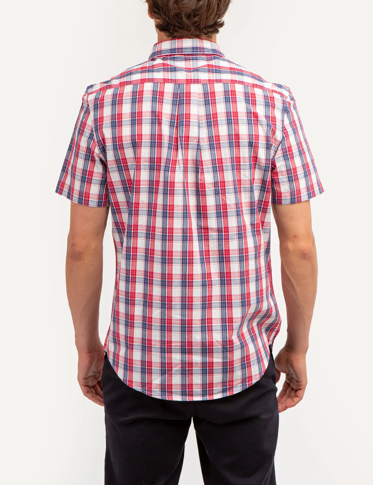 YARN DYE PEACHED POPLIN PLAID SHORT SLEEVE SHIRT sold by U.S. Polo Assn. product image thumbnail 4