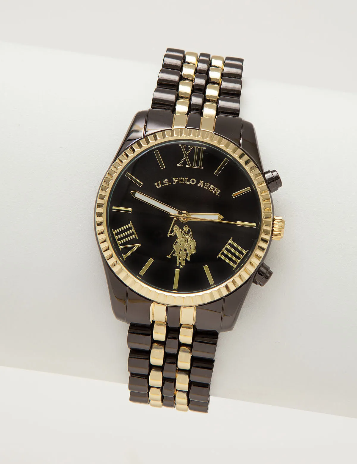 LADIES BLACK AND GOLD BRACELET WATCH sold by U.S. Polo Assn.