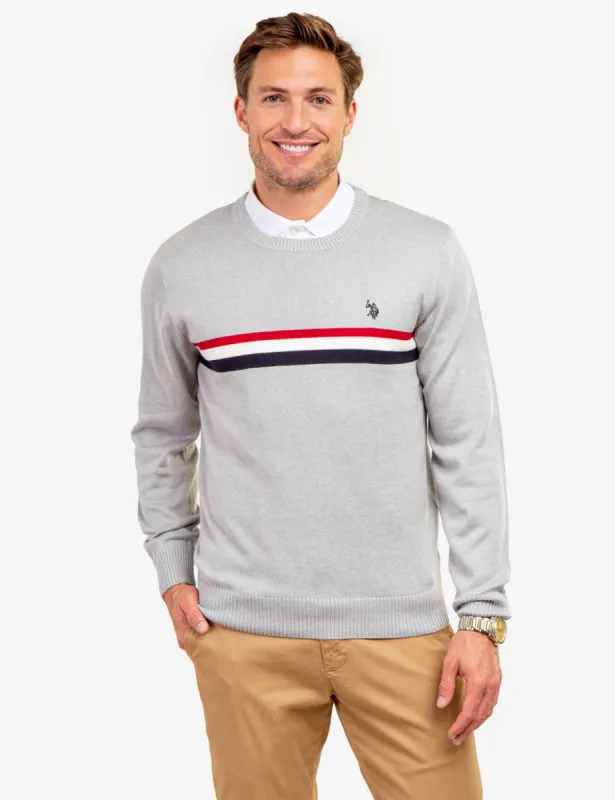 CHEST STRIPE CREW NECK SWEATER sold by U.S. Polo Assn.
