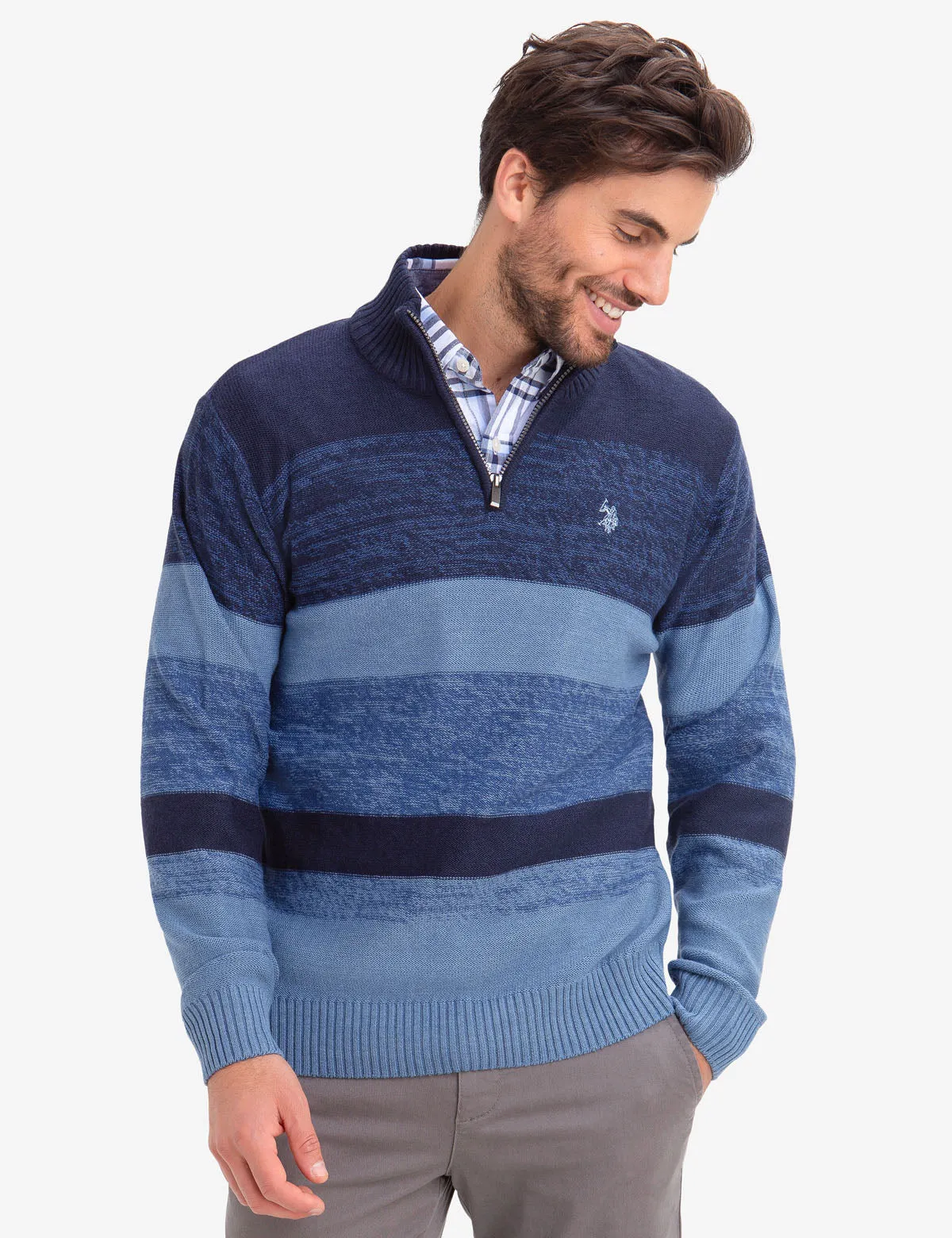 QUARTER ZIP MARLED SWEATER sold by U.S. Polo Assn.