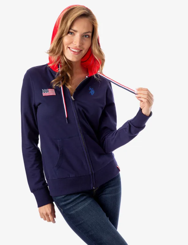 FLAG PATCH ZIP UP HOODIE sold by U.S. Polo Assn.