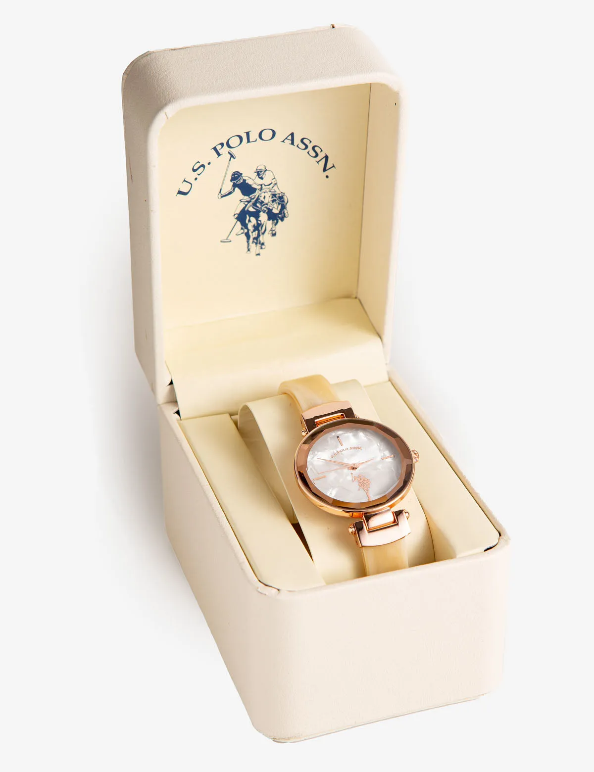 LADIES TORTOISE RESIN BANGLE WATCH WITH WHITE DIAL sold by U.S. Polo Assn. product image thumbnail 2