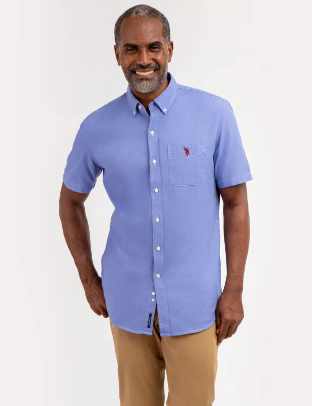 YARN DYE SQUARE WEAVE SHORT SLEEVE SHIRT sold by U.S. Polo Assn.