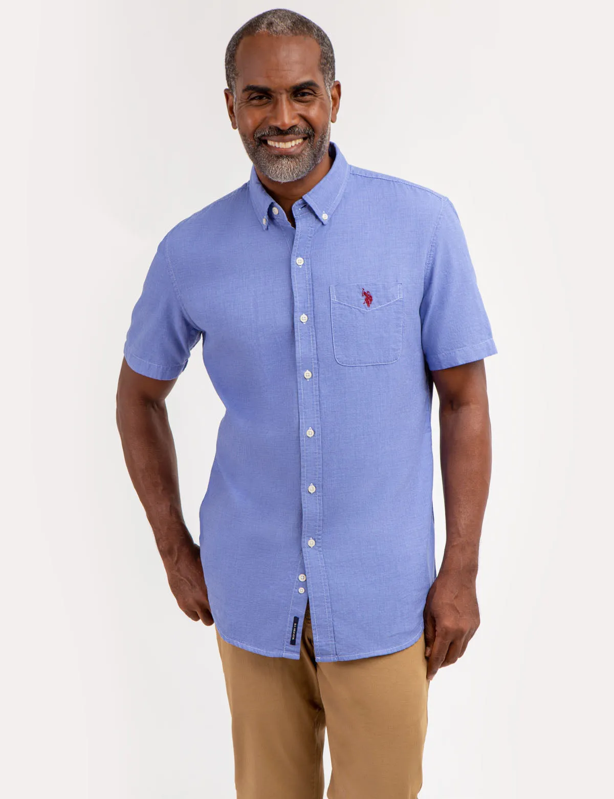 YARN DYE SQUARE WEAVE SHORT SLEEVE SHIRT sold by U.S. Polo Assn.