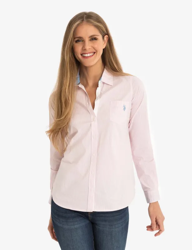 STRIPED POPLIN LONG SLEEVE SHIRT made by U.S. Polo Assn.