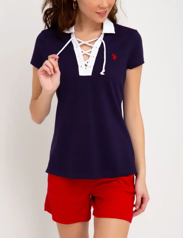 CONTRAST LACE UP POLO SHIRT sold by U.S. Polo Assn.