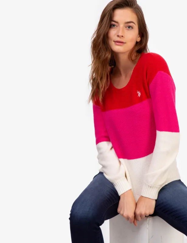 TRI COLORBLOCK CREW NECK SWEATER sold by U.S. Polo Assn.