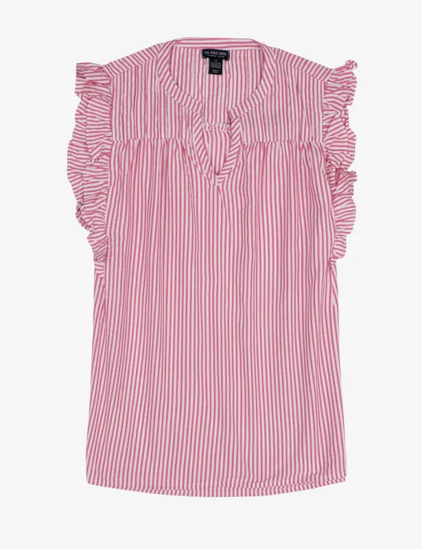 LUREX STRIPED RUFFLE TOP sold by U.S. Polo Assn.